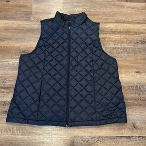 J.Jill Diamond Quilted‎ Down Puffer Vest Navy Size L